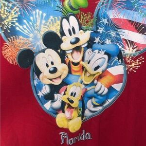 Disney Red Short Sleeve Tee with Mickey and Friends